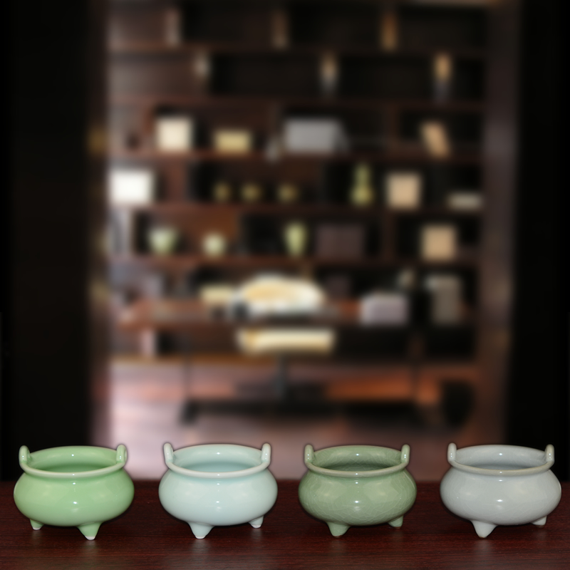 Jingdezhen ceramic incense buner longquan celadon archaize ears three - legged large joss stick inserted with sweet bedroom for Buddha Buddha