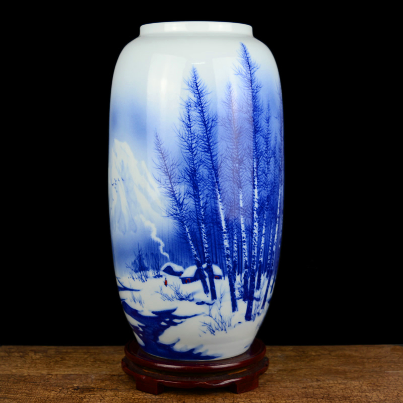Jingdezhen ceramics celebrity hand - made big sitting room rich ancient frame of new Chinese style household vase flower adornment furnishing articles