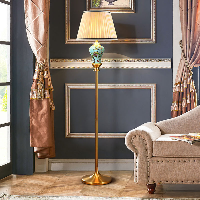 Eurostyle Living Room Villa Hotel Handpainted Flower Bird Ceramics Floor Lamp American Book House Bedside Wedding Celebration Floor Lamp