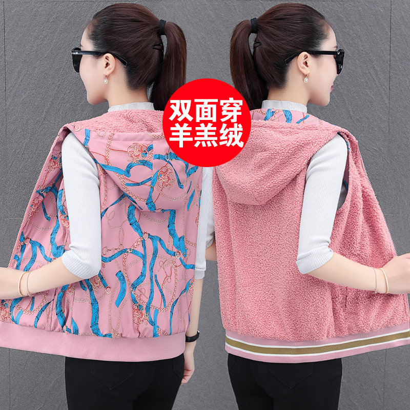 Plus Fleece thickened Machia Women's autumn Winter 2021 New winter Short Shoulder Lamb Cashmere Marclamping Jacket Double Face Wear