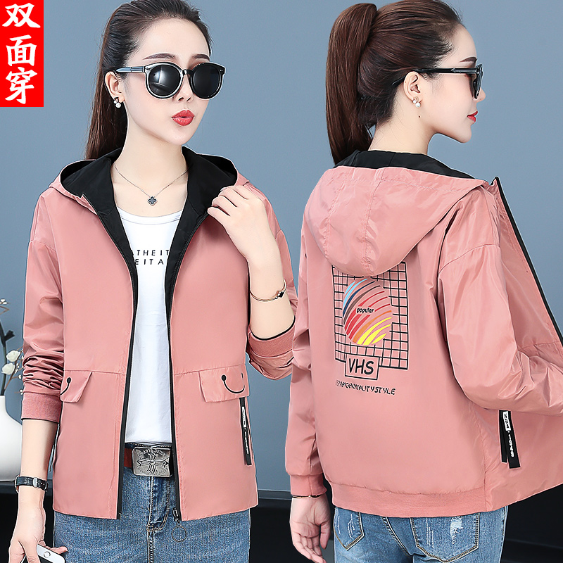 Double - sided wear short coat female spring and autumn 2023 new large - size loose fashion air and hat baseball clothes tide