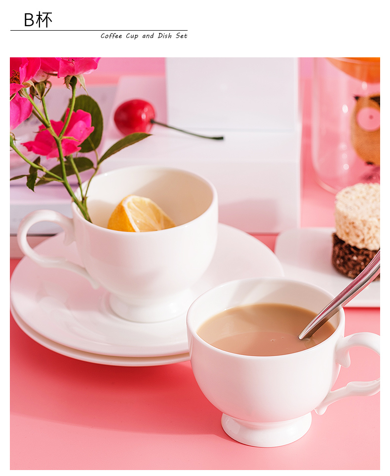 Tangshan ceramic with pure white ipads China coffee cups and saucers contracted picking spoon cup ultimately responds coffee cups and saucers suit to the base