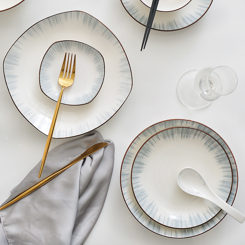 Jingdezhen ceramic tableware kit dishes household porcelain bowl contracted set bowl plate suit northern dishes suit