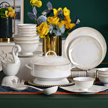 European style dish set home modern simple bone china tableware set creative dish chopsticks light gift