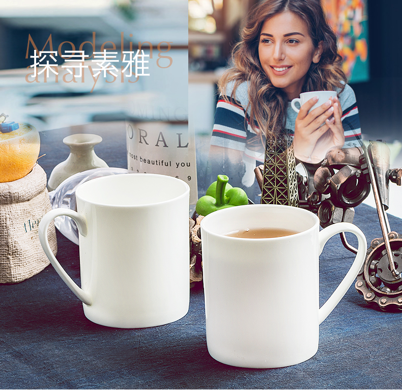 Pure white contracted ipads porcelain coffee cup creative cup of tangshan ceramic keller with spoon, afternoon coffee cup set