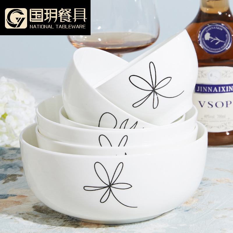 Tangshan ipads China tableware monogatari spoon, soup bowl microwave rice bowl size ceramic bowl creative choice suits for