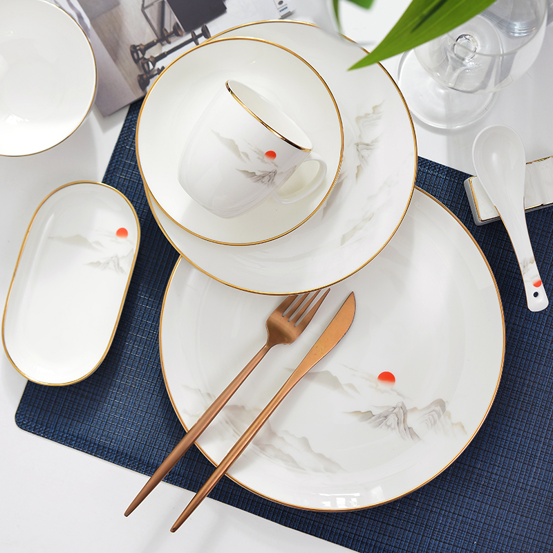 The hotel set up a tableware set 8 pieces of the dining room special PMC Bone Bone Dish Cup combination Chinese gift