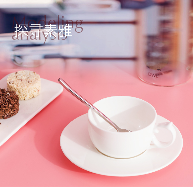 Tangshan ceramic with pure white ipads China coffee cups and saucers contracted picking spoon cup ultimately responds coffee cups and saucers suit to the base