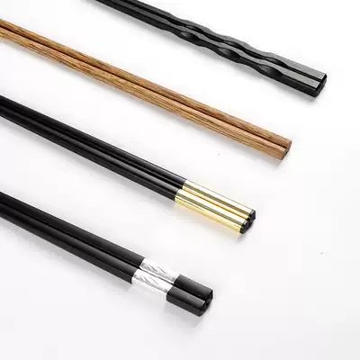 Guoyue alloy chopsticks non-slip 10 pairs household suit portable eating solid wood chopsticks chicken wing wood chopsticks