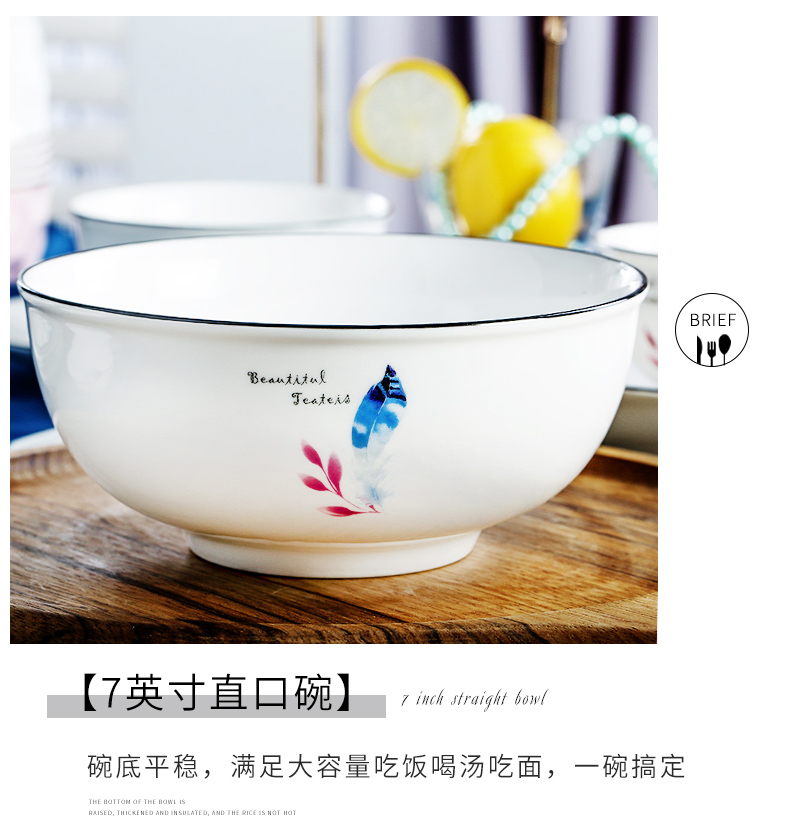 Countries he ipads porcelain tableware home eat rice bowl dish northern wind large rice bowls a single ceramic rainbow such use creative dishes
