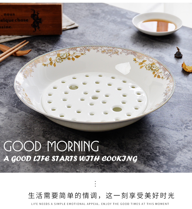Pure white ipads China dish home large soup dumplings plate double drop white creative ceramic dumpling dish
