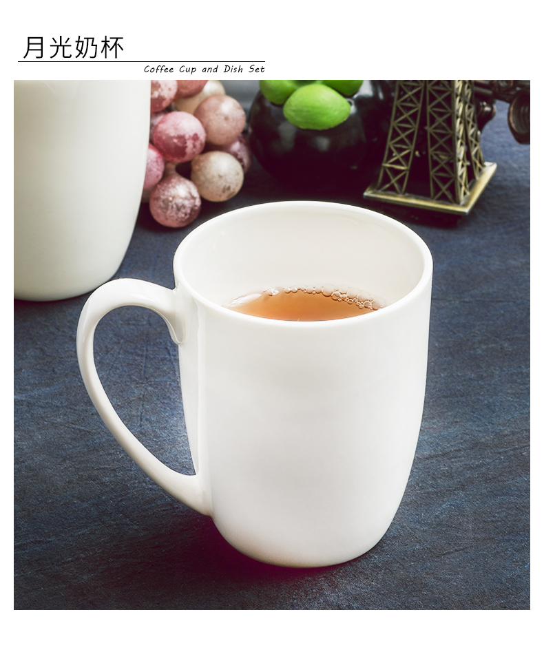 Pure white contracted ipads porcelain coffee cup creative cup of tangshan ceramic keller with spoon, afternoon coffee cup set