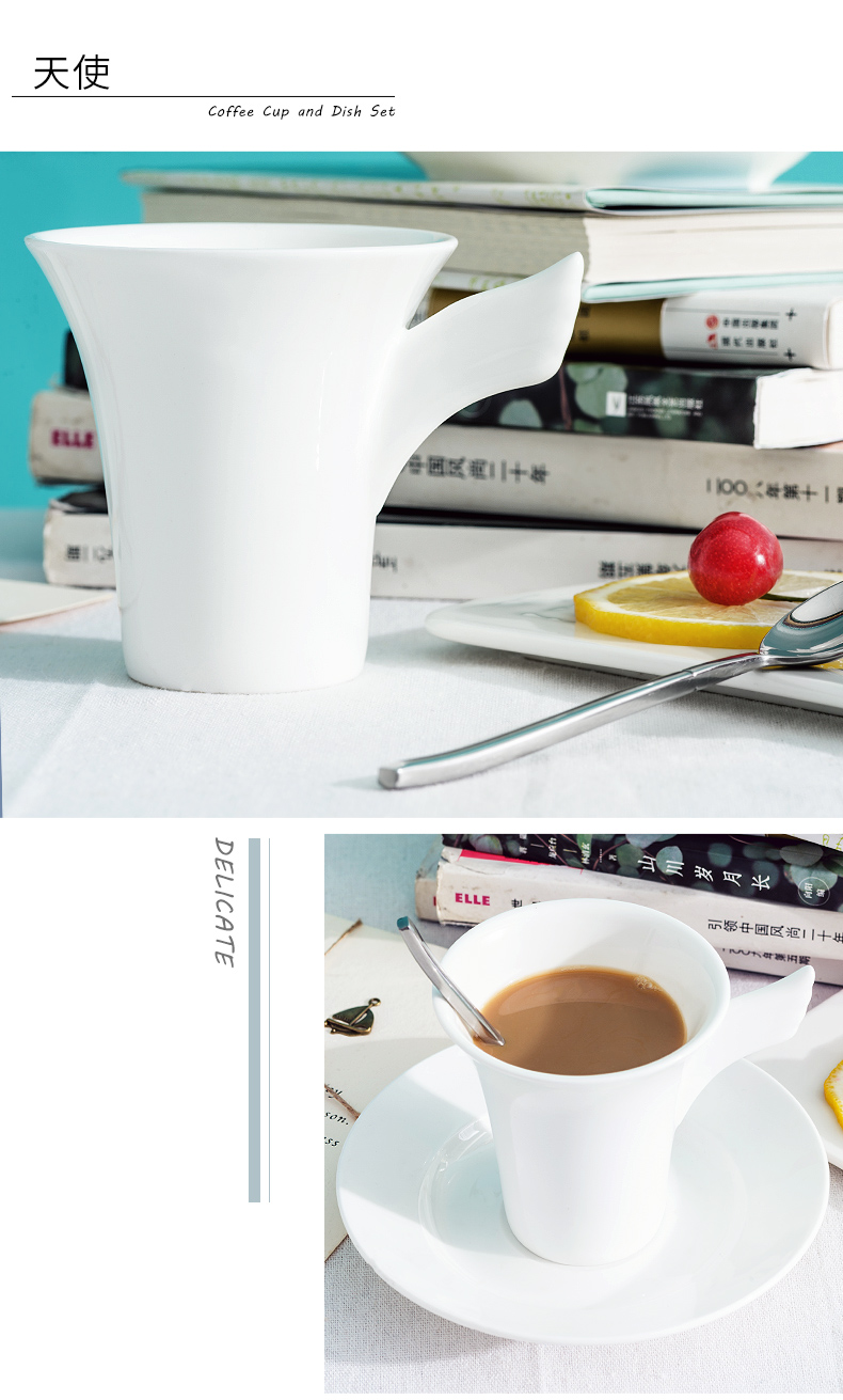 Tangshan ceramic with pure white ipads China coffee cups and saucers contracted picking spoon cup ultimately responds coffee cups and saucers suit to the base