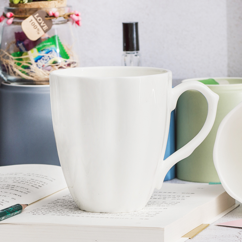 Pure white contracted ipads porcelain coffee cup creative cup of tangshan ceramic keller with spoon, afternoon coffee cup set