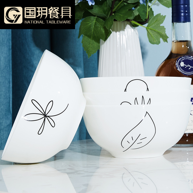 Tangshan six inches rainbow such use ceramic bowls of rice bowls of household lead - free ipads soup bowl white tableware salad dessert bowl