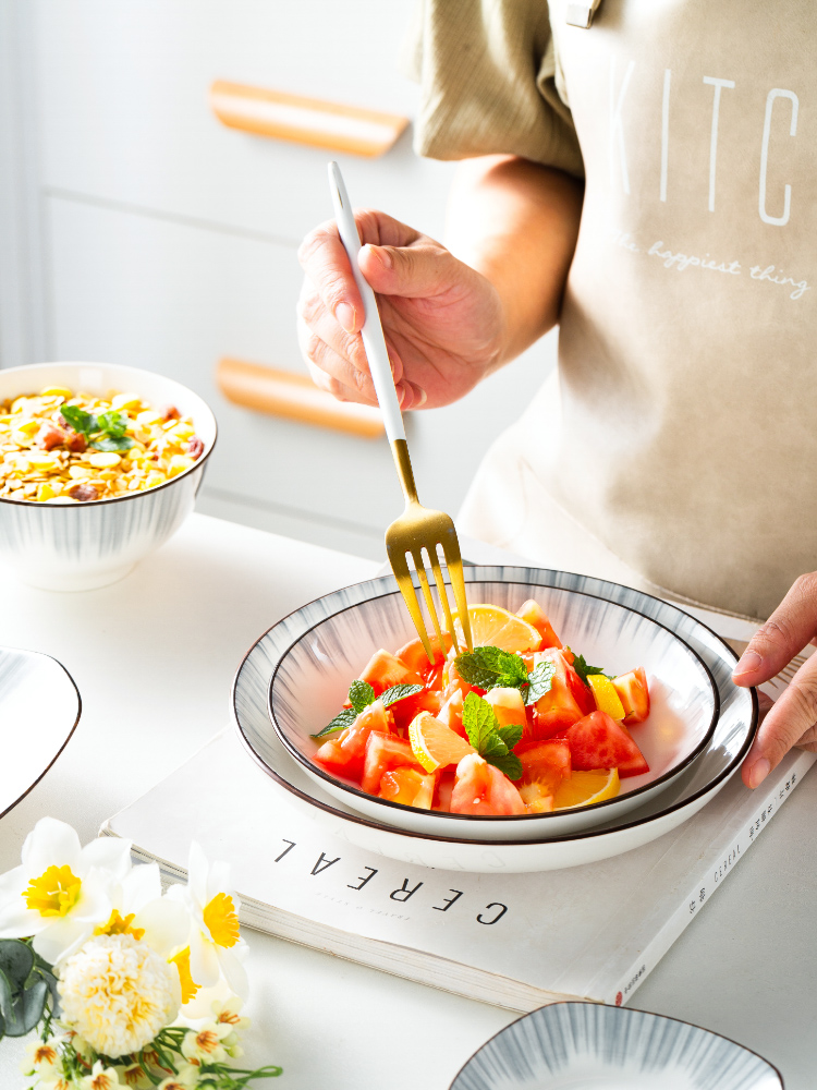 Tangshan glaze color plate Nordic ceramic plate Household plate Small fresh plate Creative tableware Fish plate