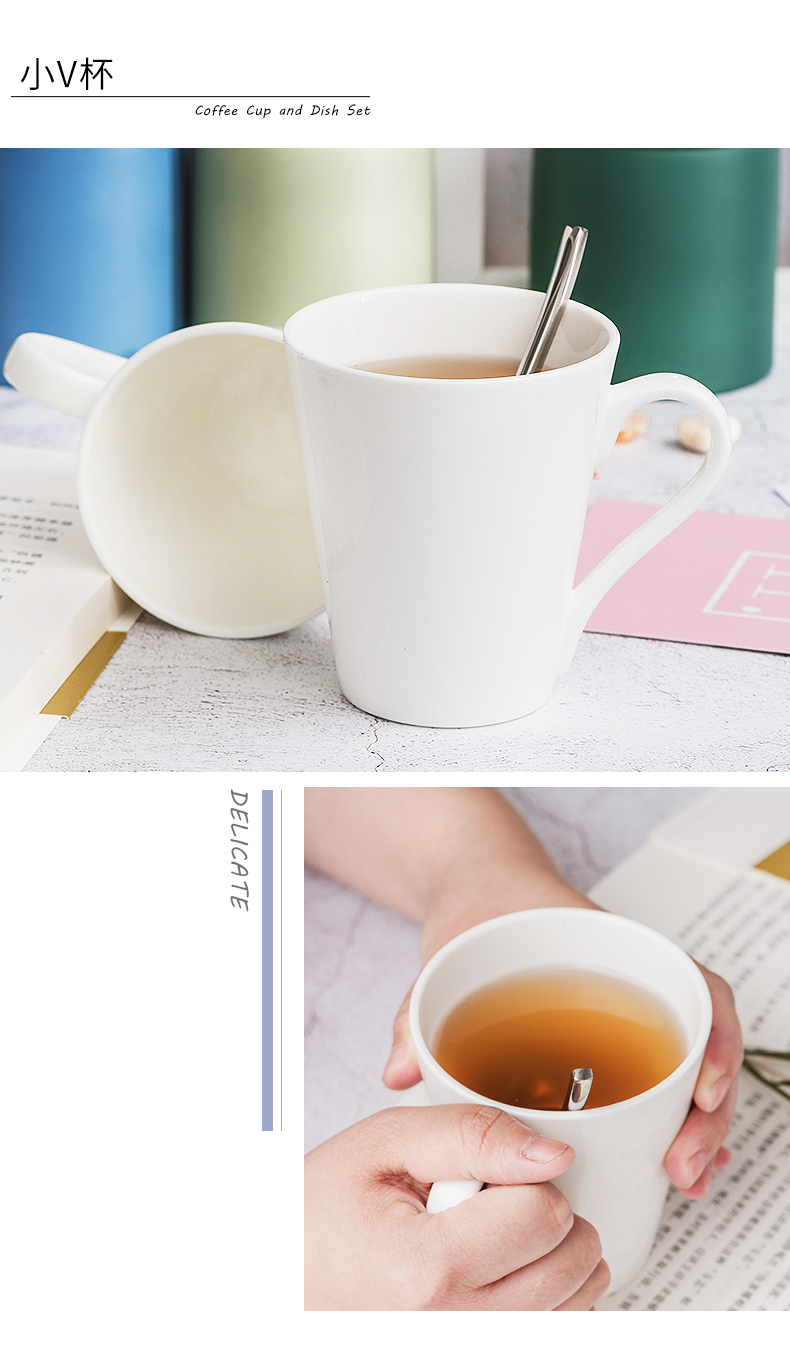 Pure white contracted ipads porcelain coffee cup creative cup of tangshan ceramic keller with spoon, afternoon coffee cup set