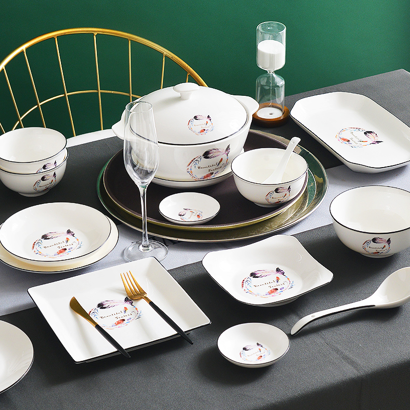 Jingdezhen ceramic tableware suit small pure and fresh dishes combine northern wind dishes suit household ideas for the job