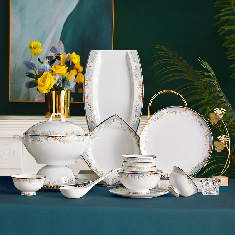 National Yue Tangshan Bone Porcelain Bowl DISH SUIT HOME CUTLERY SETS GROUP BOWLS PAN NORDIC MODERN MINIMALIST LIGHT AND LUXURIOUS BOX CLOTHING