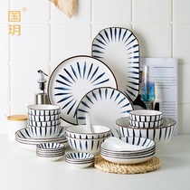  Guoyue ceramic dish set Household eating bowl Creative personality Chopstick set Japanese tableware set dish set