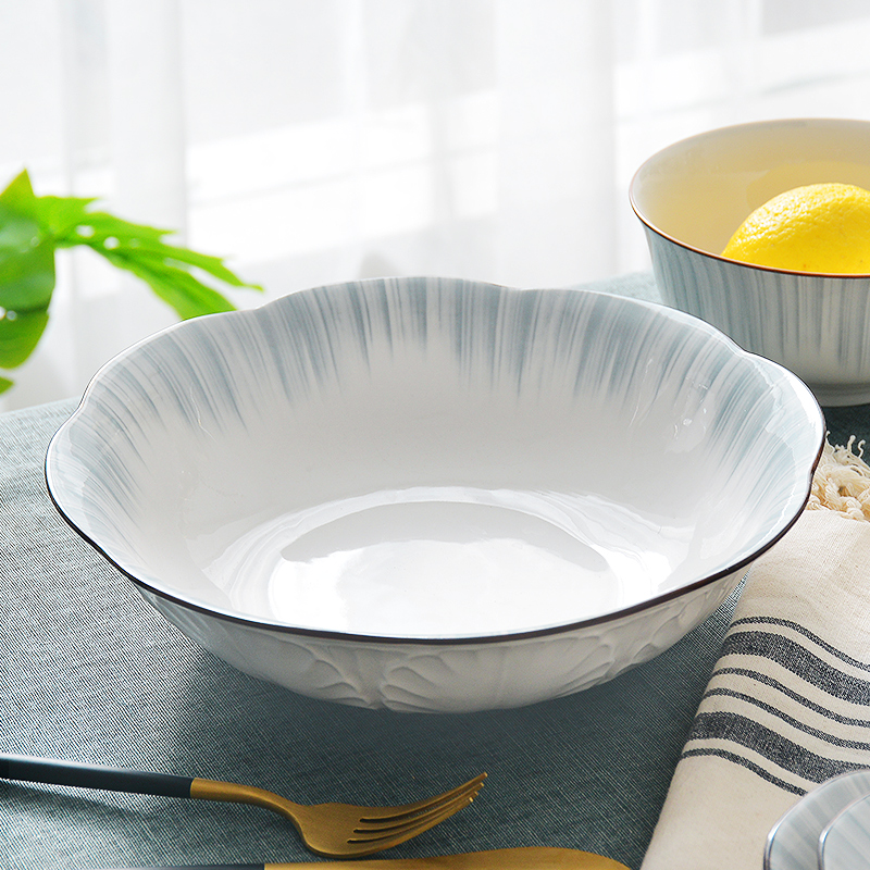 Northern wind small pure and fresh and creative household cooking plate plate plate square plate ceramic dish dish of fish