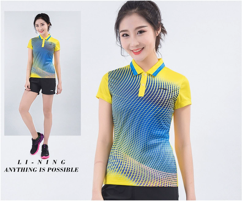 Li Ning T-Shirt ngắn tay của phụ nữ slim áo 2018 mùa hè thể thao mới độ ẩm wicking thở mua polo