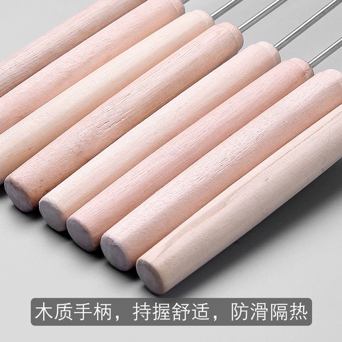 Шашлычки для баранины из нержавеющей стали, коммерческие шампуры для барбекю, круглые шампуры с деревянной ручкой, специальные инструменты для барбекю