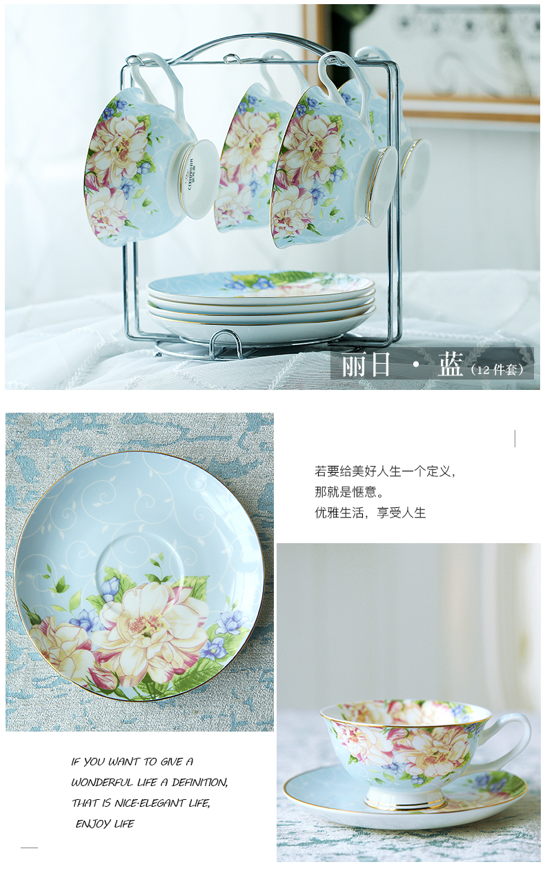 European coffee cup suit household contracted ceramic coffee cups and saucers spoon shelf covered 6 times afternoon tea tea set
