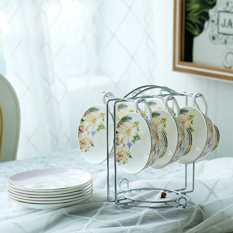 European coffee cup suit household contracted ceramic coffee cups and saucers spoon shelf covered 6 times afternoon tea tea set