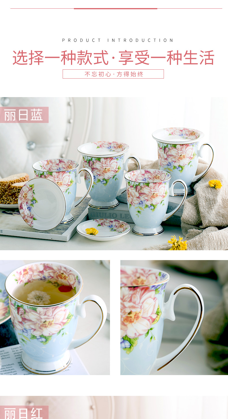 Ceramic cups and contracted mark cup European cup coffee cup small household fresh water cup with cover glass students