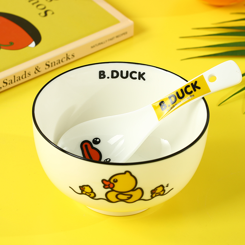 For home dishes suit ceramic bowl dish European contracted the cartoon creative trend move yellow duck dishes