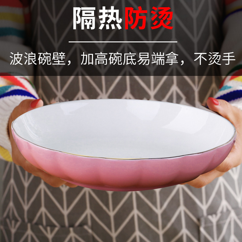 Tangshan ceramic 7/8 inch European contracted household up phnom penh round dish dish dish special deep dish 6 set combination