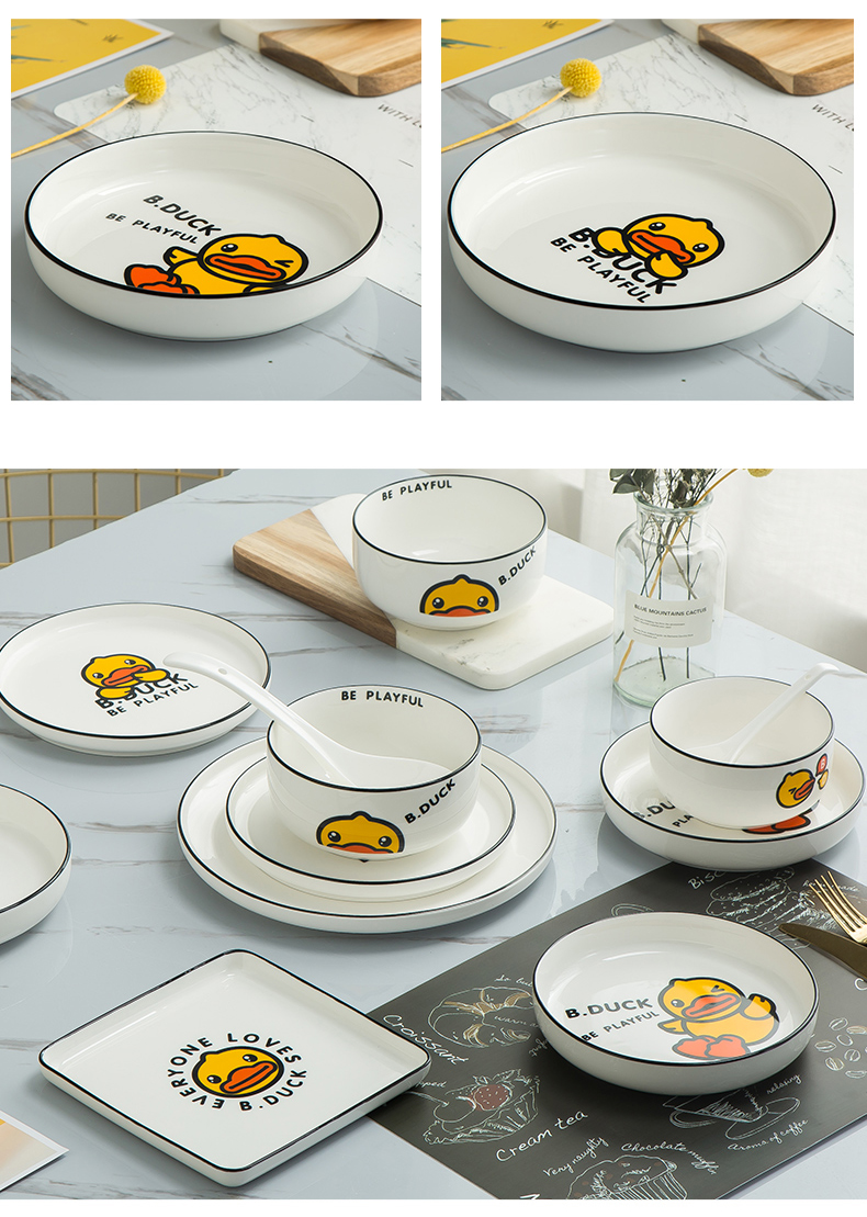 Use of 10 domestic ceramic rice Bowl thicken cartoon yellow duck.net red Bowl of creative fashion move nice Bowl