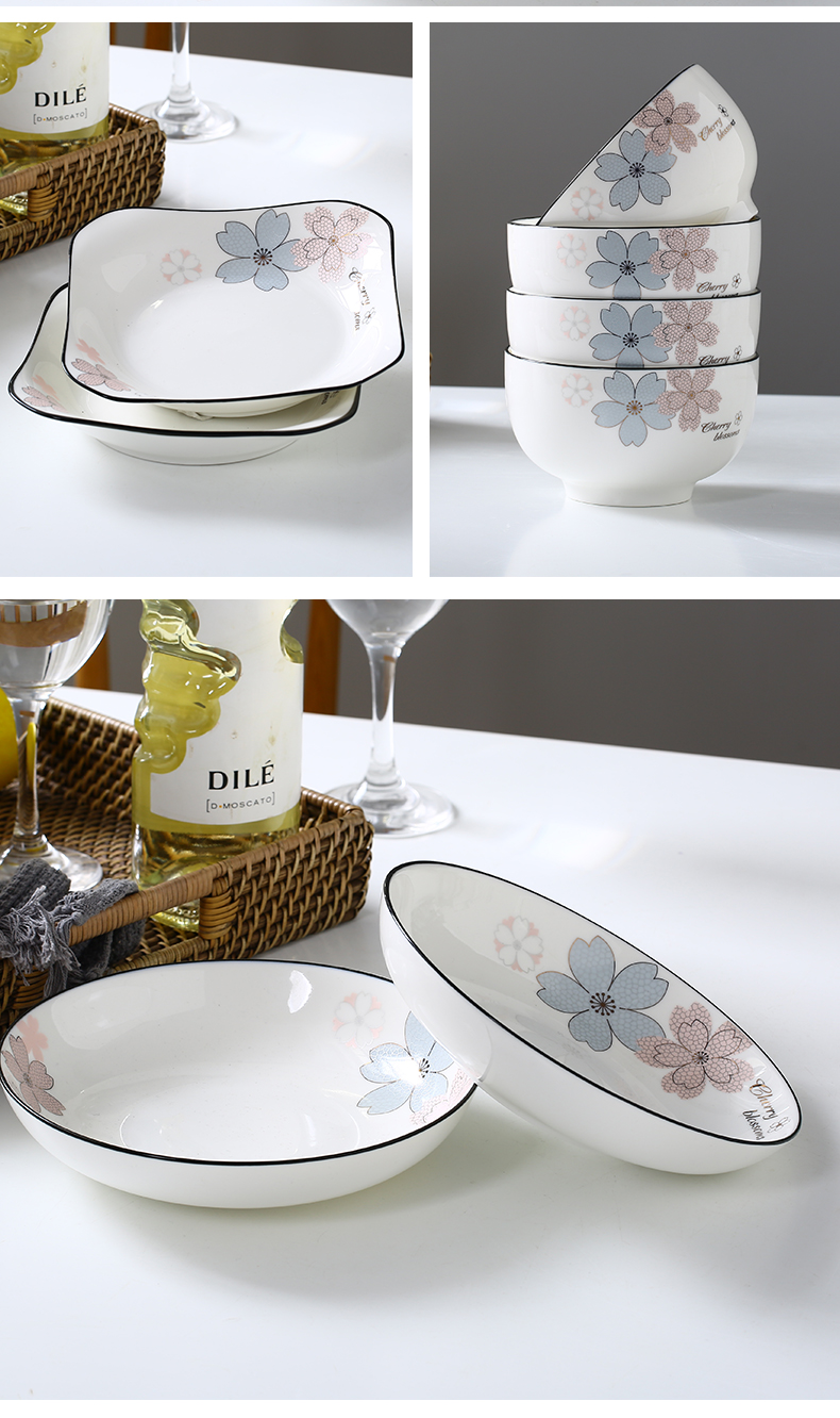 Thickening dishes tableware portfolio eat rice bowl nice dish dish dish Nordic household kitchen ceramic dishes 10