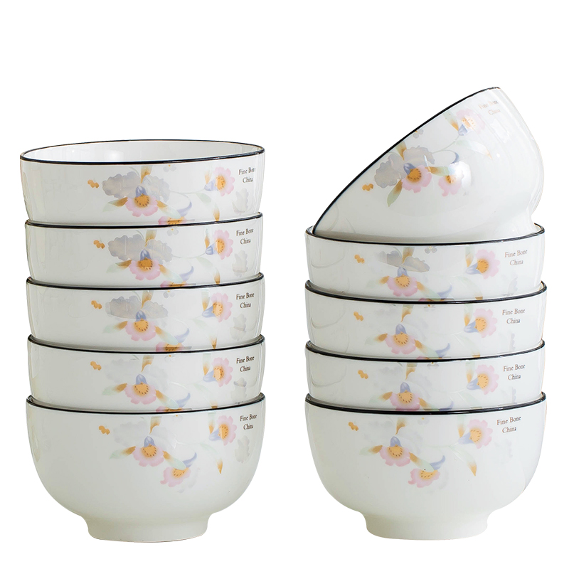 Of rice bowls with thick ceramic good - & household eat bowl large rainbow such as bowl dish combination tableware suit 10