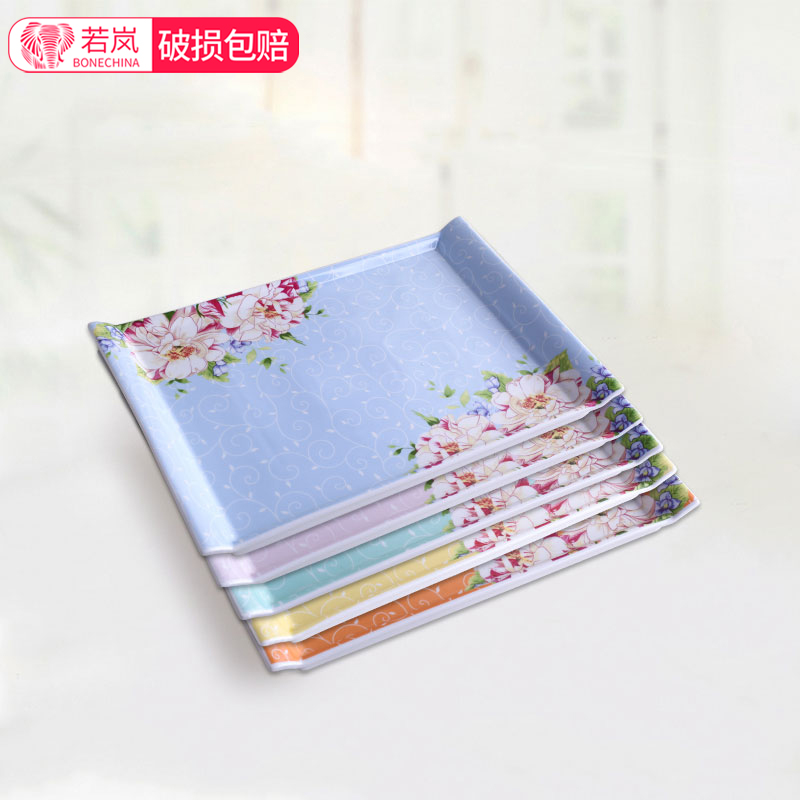 Tea tray glass ceramic cups tray was rectangular plates home fruit tray was creative Nordic glass tray