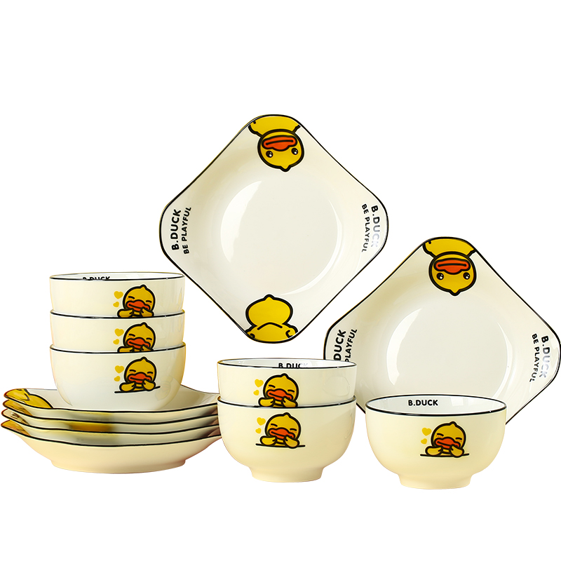 Yellow duck ceramic household eat bowl of nice cartoon bowl dish dishes tableware suit fashion and lovely students