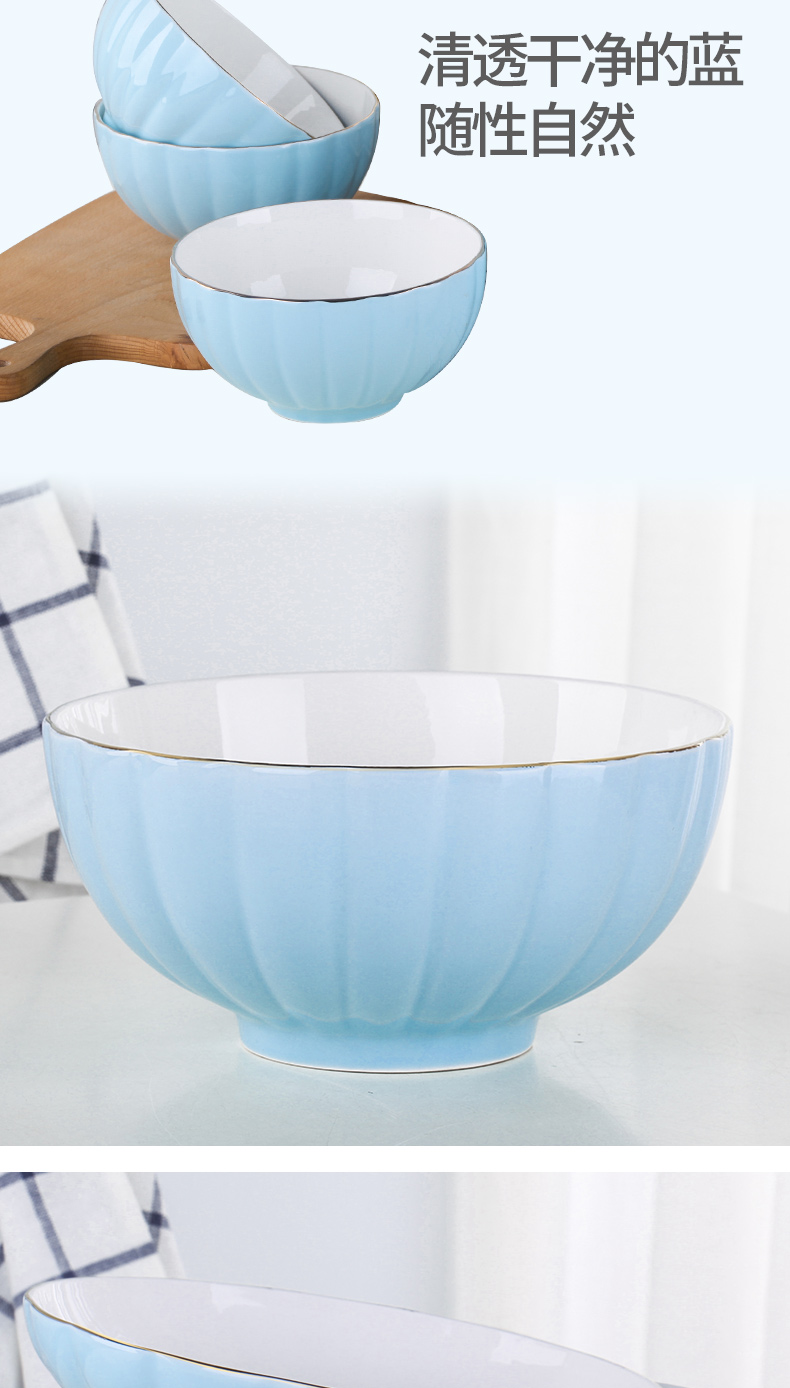 Free collocation with European contracted creative pumpkin line ceramic tableware eat noodles in soup bowl dish plate nice dishes