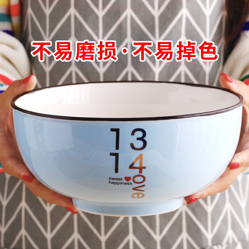 Ceramics thickening eat bowl with large rainbow such use European contracted creative web celebrity couples soup bowl 6 5 inch bowl