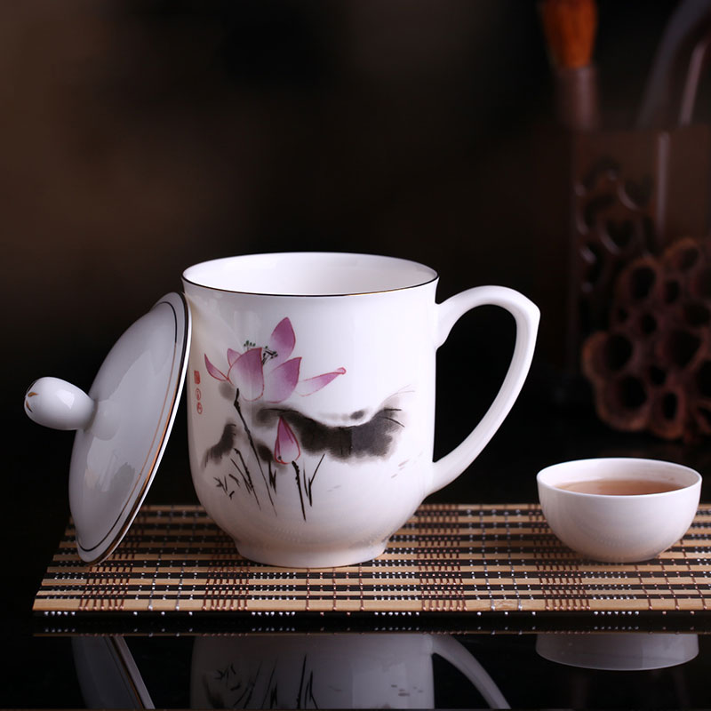 Ipads China tea cup cup white porcelain ceramic cups with cover home office cup large tea custom logo