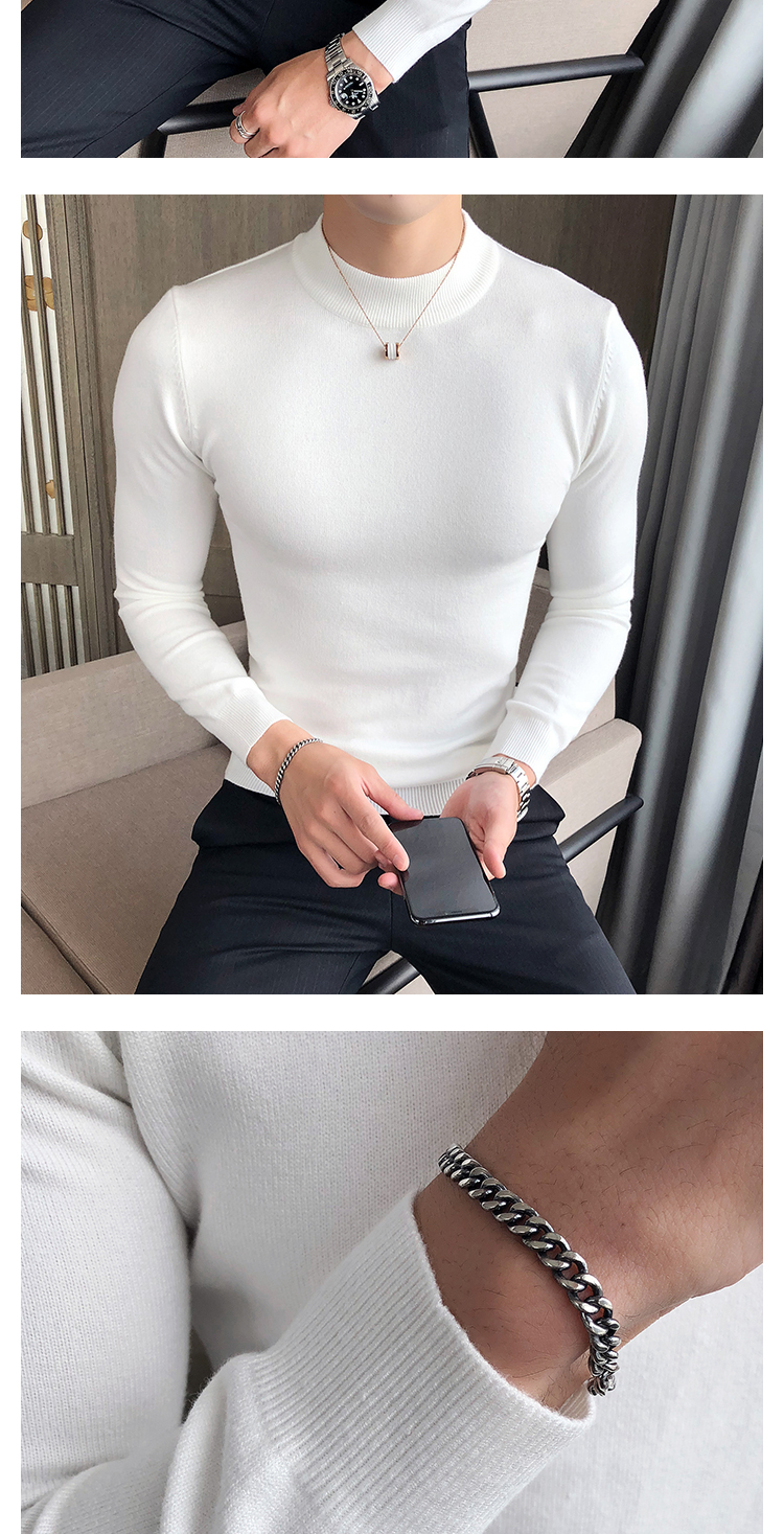 Áo len nam nửa cổ cao nam 2018 Mới xã hội nam Áo len mùa đông cho nam áo gile len nam