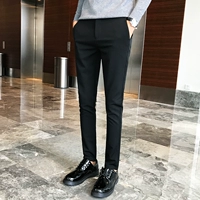 Quần tây nam mùa thu và quần âu nam phiên bản Hàn Quốc của xu hướng cộng với nhung đen dày 9 điểm chân quần nam quần lọt khe quần kaki