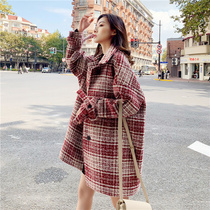 Maternity winter woolen coat womens 2020 new Korean loose mid-length coat autumn and winter thick windbreaker