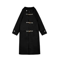 Черный [Хепберн Ветер/пальто зимнее ниша/маленький человек средний длинная модель/древнее винтажное пальто/школьное исповеди