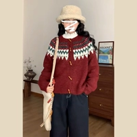 [Красный] [Окружающий свитер/антикварный/ленивый/высококачественный свитер/Европейские товары красивы и очень приятно носить их внутри/популярный красивый свитер в этом году/короткий свитер для верхней одежды/японский стиль]