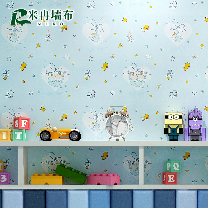 MiRan cartoon children's room boys and girls bedroom seamless wall cloth Korean-style fresh and lovely room wall cloth
