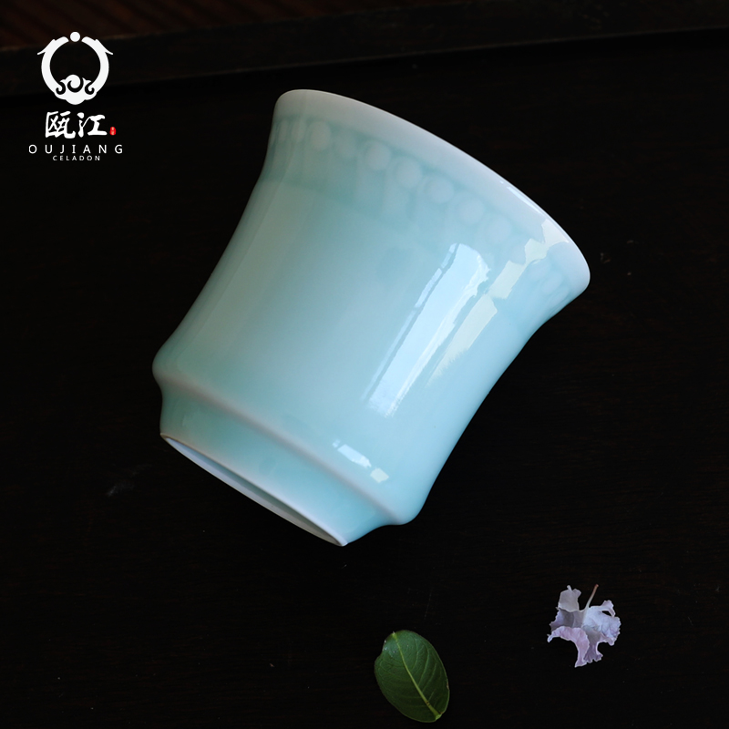 Oujiang longquan celadon sample tea cup of household ceramic glass, glass cup palace kung fu tea pu - erh tea cups