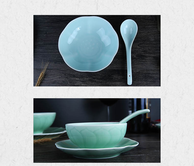 Oujiang longquan celadon suits for domestic high - grade ceramic tableware Chinese dishes spoon tableware portfolio. A full range of gifts