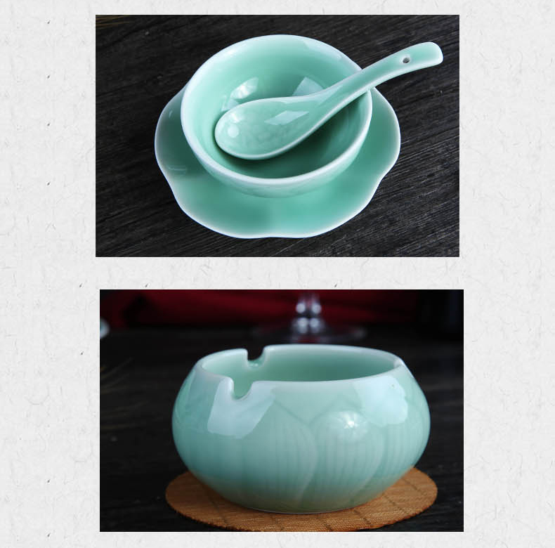 Oujiang longquan celadon suits for domestic high - grade ceramic tableware Chinese dishes spoon tableware portfolio. A full range of gifts