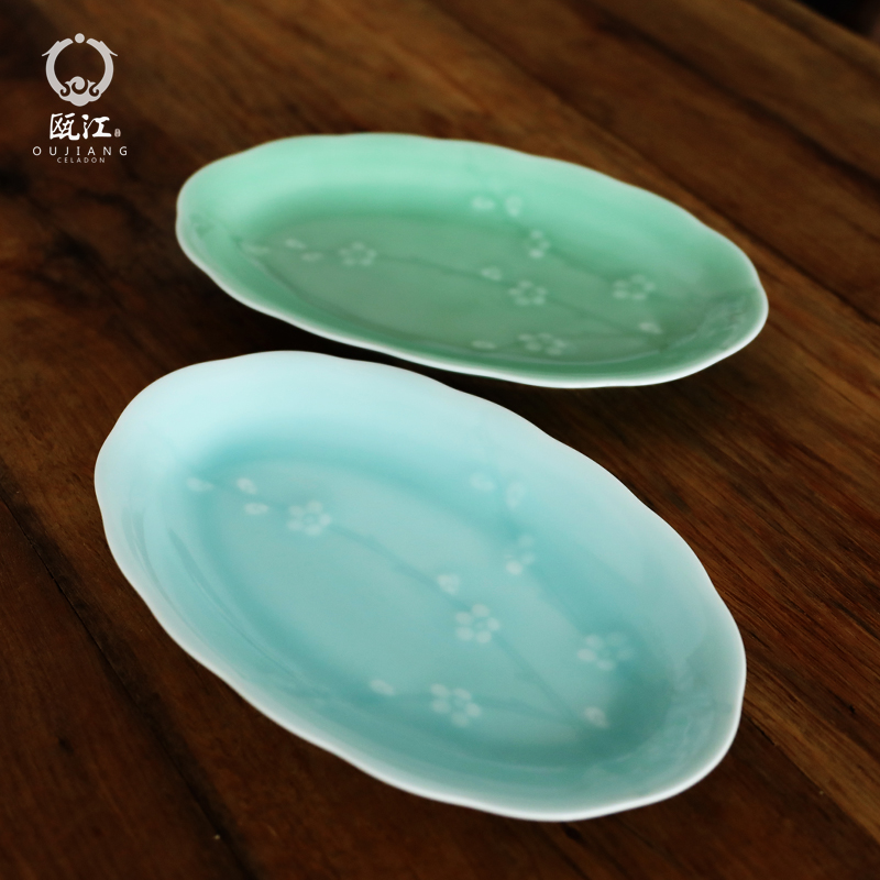 Oujiang longquan celadon dish dish spring scenery garden creative household ceramics tableware 7-12 inch dish dish dish ipads plate